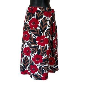 Kate Spade poppy field linen blend warp skirt